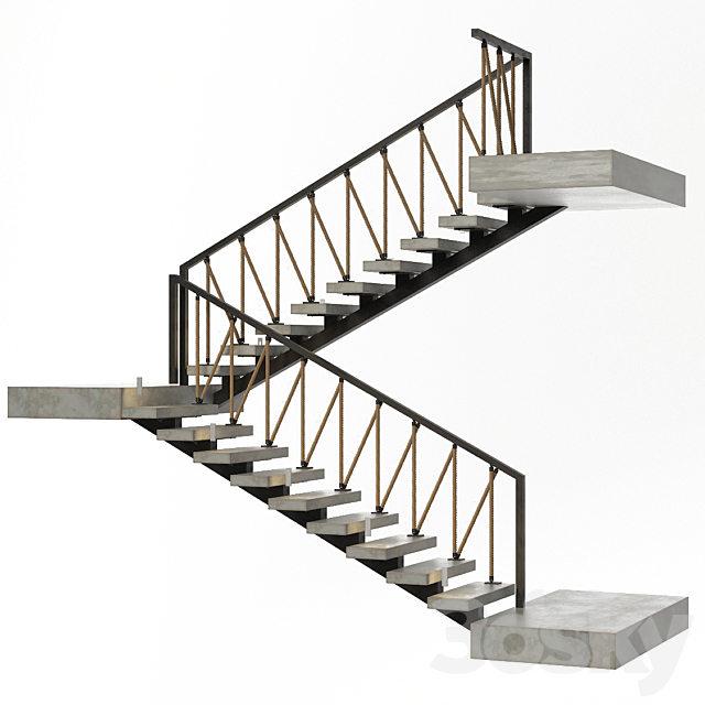 Stairs of concrete. metal and rope. illuminated Astro 7481 Borgo 43 3DSMax File - thumbnail 1