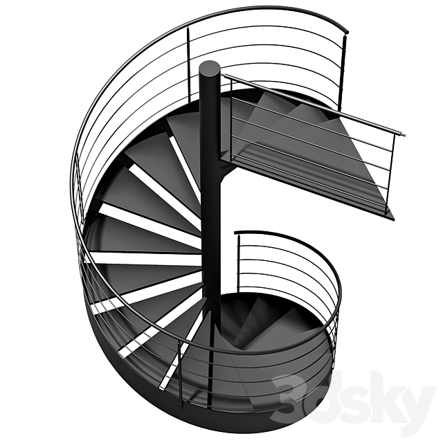 Stairs round 3DS Max Model - thumbnail 2