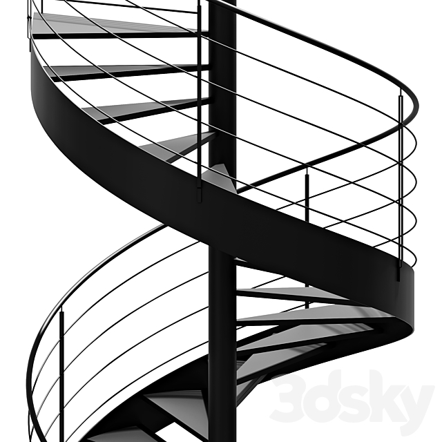 Stairs round 3DS Max Model - thumbnail 3