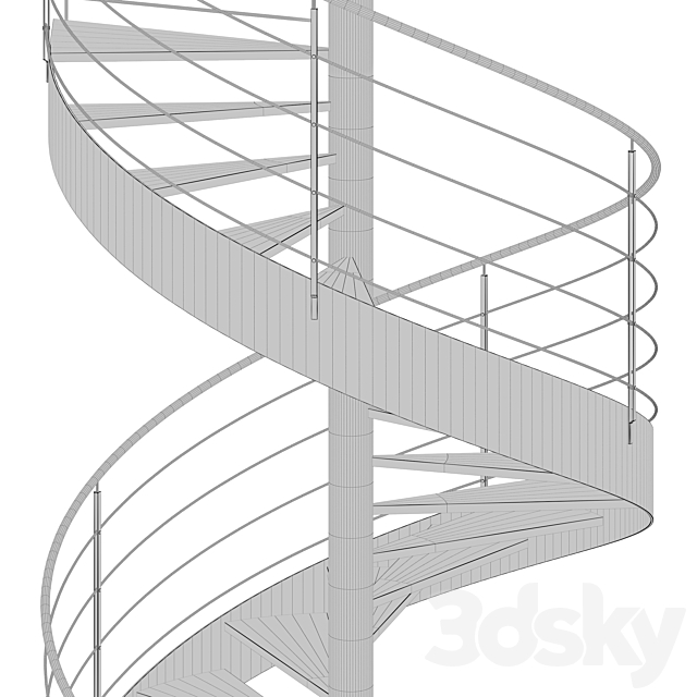 Stairs round 3DS Max Model - thumbnail 4