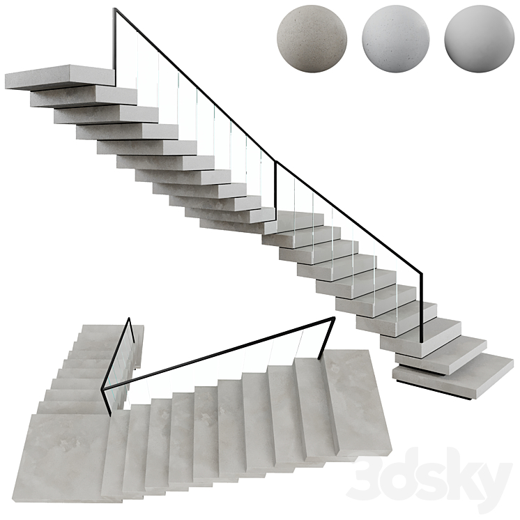 Stairs V07 3DS Max Model - thumbnail 1