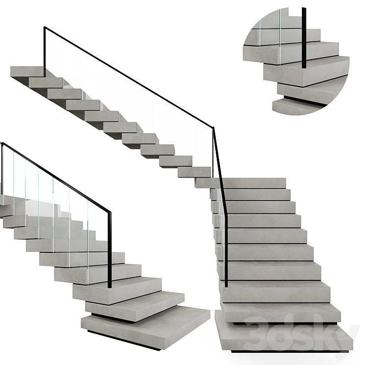 Stairs V07 3DS Max Model - thumbnail 2