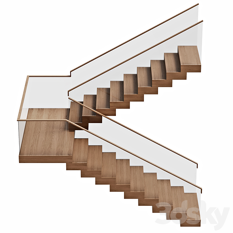 Stairs wooden 3DS Max Model - thumbnail 2