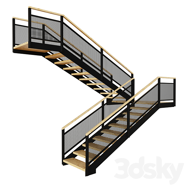 Stairway in Loft Style 01 3ds Max - thumbnail 1