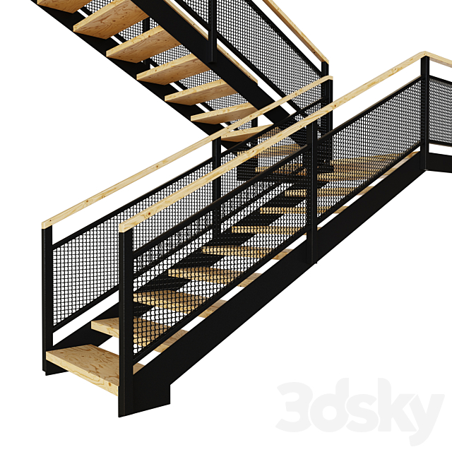 Stairway in Loft Style 01 3ds Max - thumbnail 2