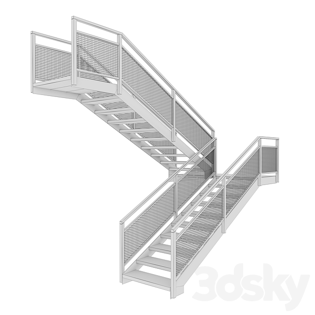 Stairway in Loft Style 01 3ds Max - thumbnail 3