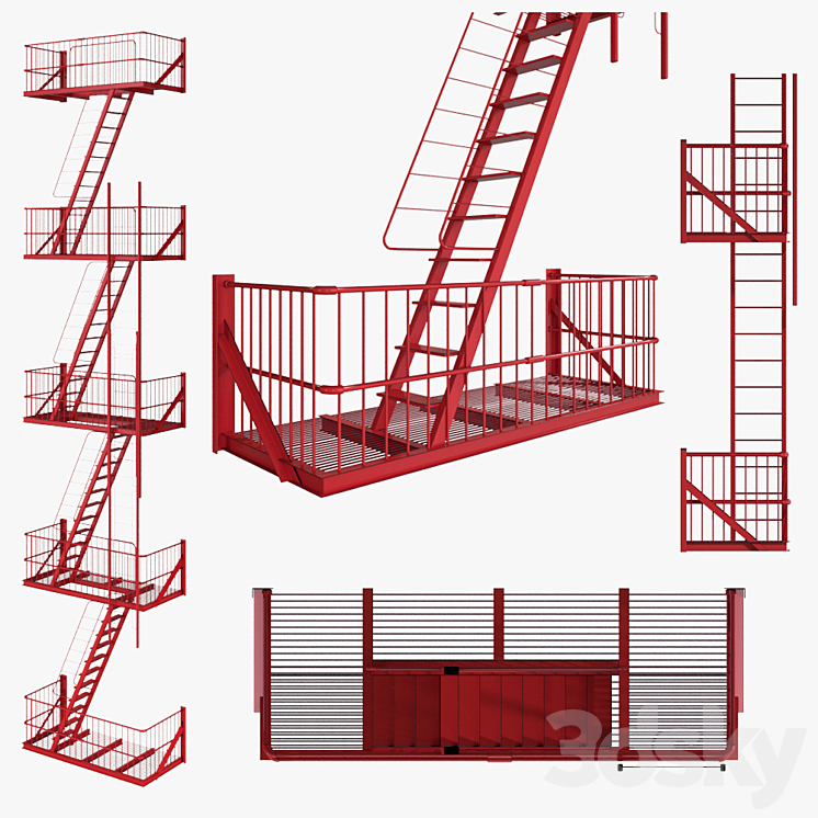 Street fire escape 3DS Max - thumbnail 1