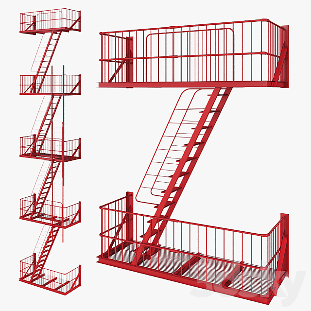 Street fire escape 3DSMax File - thumbnail 2