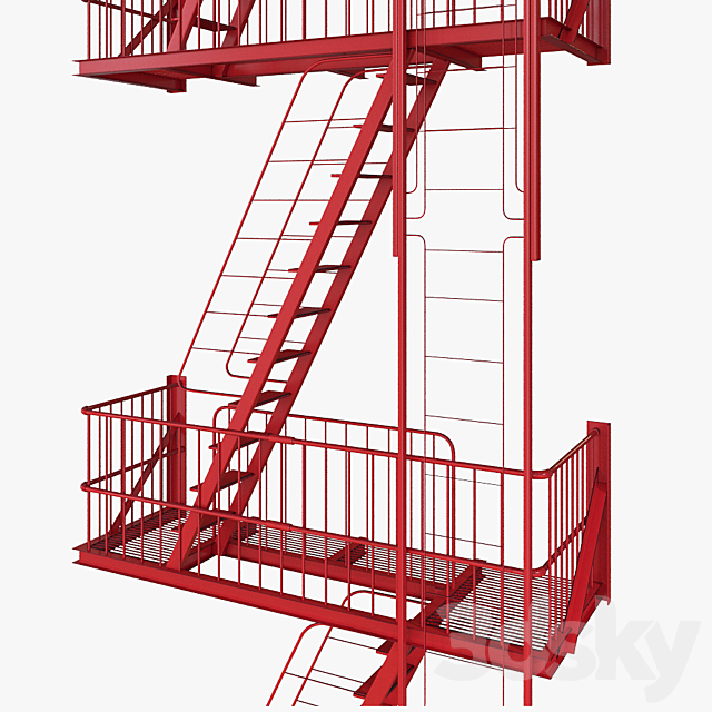 Street fire escape 3DSMax File - thumbnail 3