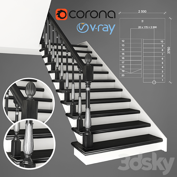 Two-staircase 1 version 3DS Max - thumbnail 1