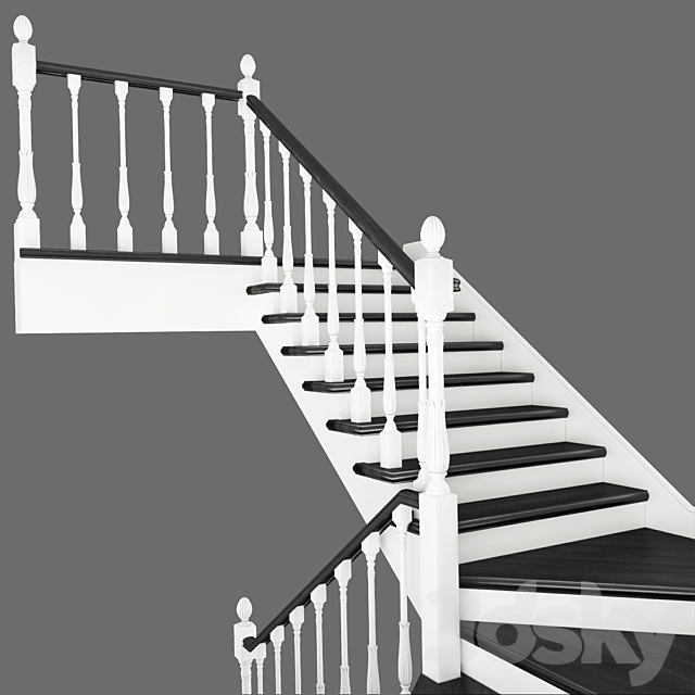 Two-staircase ladder with staggered steps 3 version 3DS Max Model - thumbnail 2