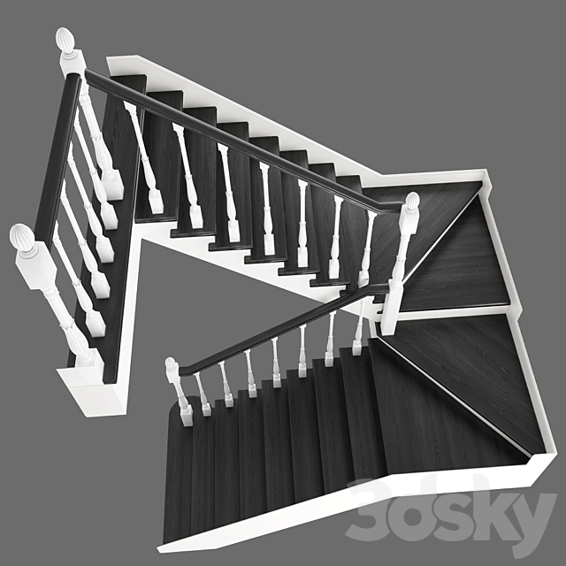 Two-staircase ladder with staggered steps 3 version 3DS Max Model - thumbnail 3