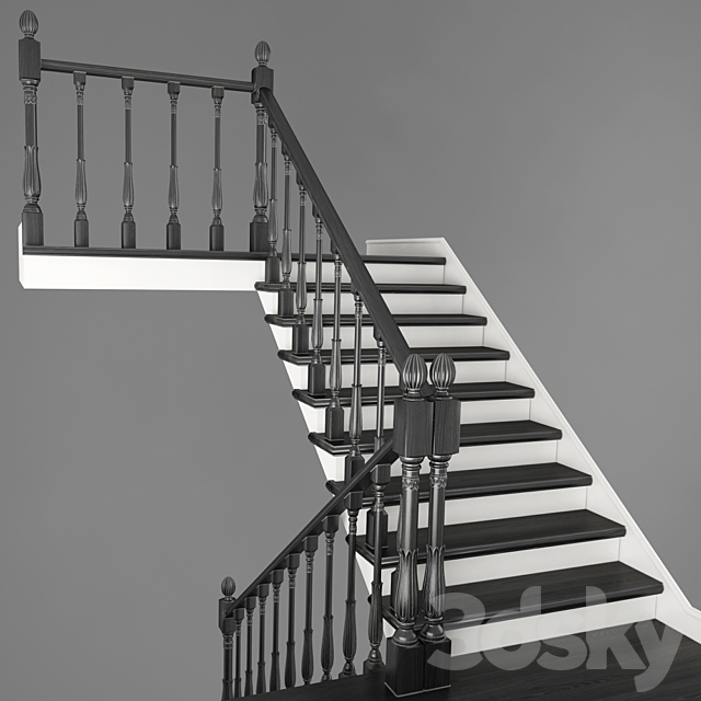 Two-staircase staircase 2 version 3DS Max Model - thumbnail 2