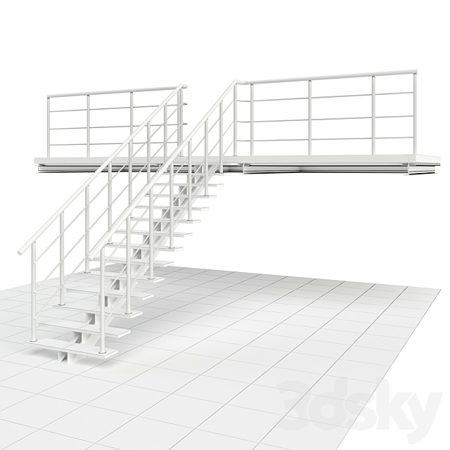 Warehouse stairs 3DS Max Model - thumbnail 5