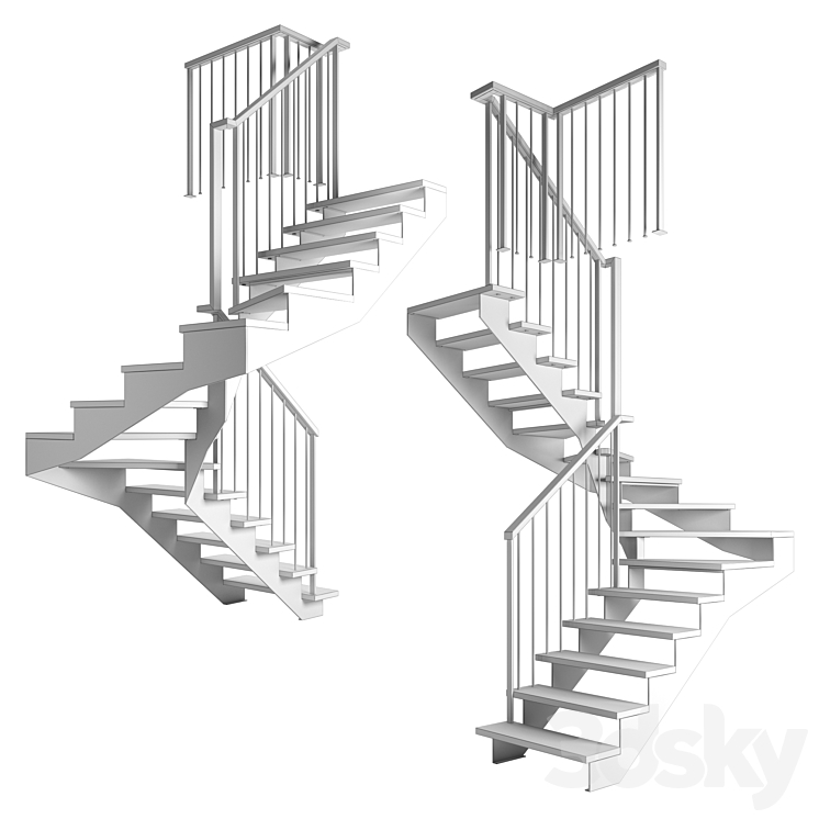 Winder stairs 2 3DS Max Model - thumbnail 2