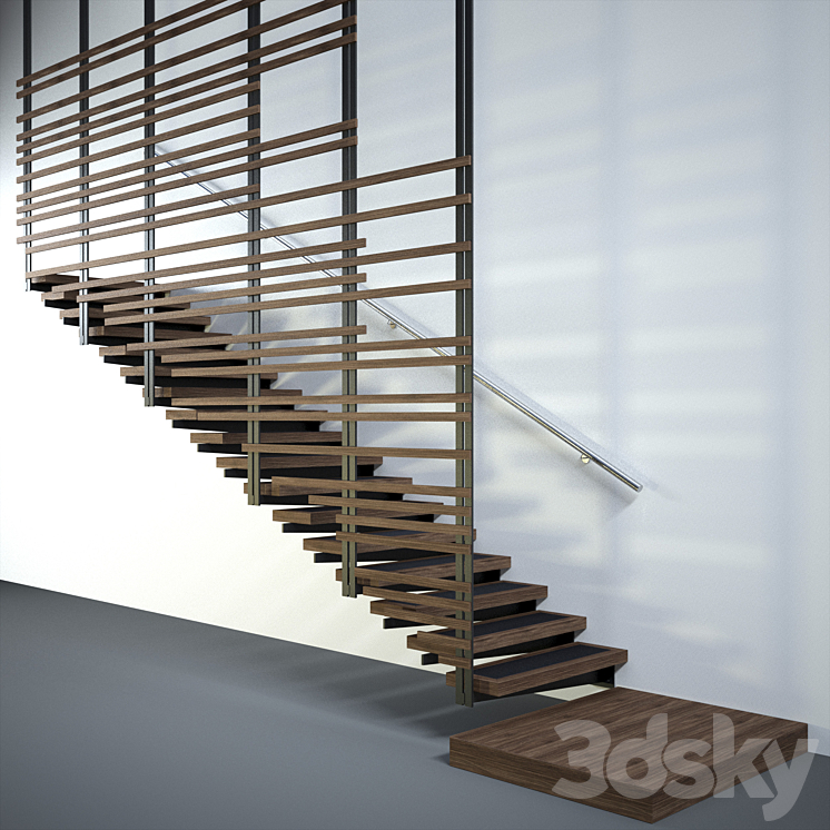 WOOD STAIR 3DS Max - thumbnail 1