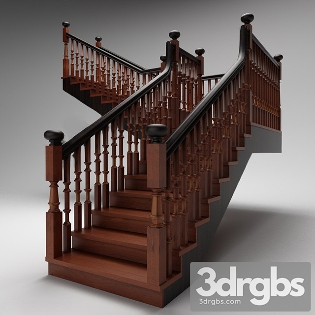 Wooden Staircase 2 3dsmax Download - thumbnail 1