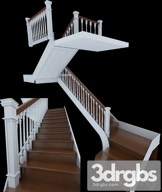 Wooden Staircase 3dsmax Download - thumbnail 1