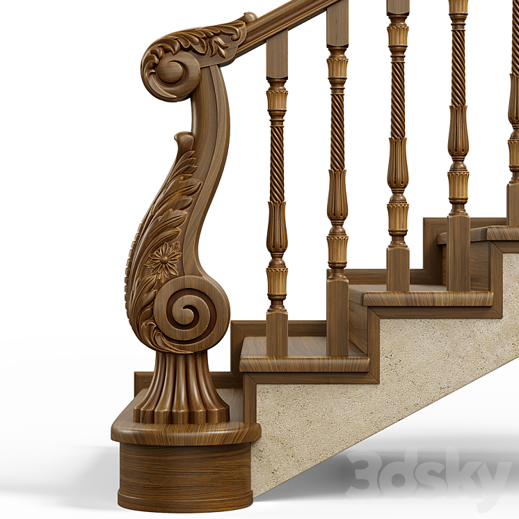 Wooden stairs 004 3DS Max - thumbnail 2