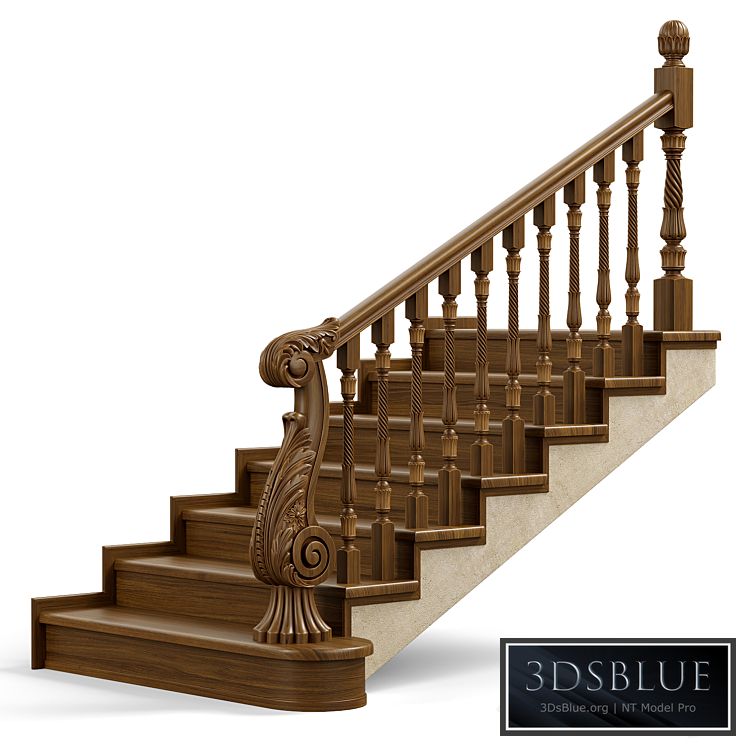 Wooden stairs 004 3DS Max - thumbnail 3