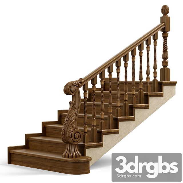 Wooden Stairs 004 3dsmax Download - thumbnail 1