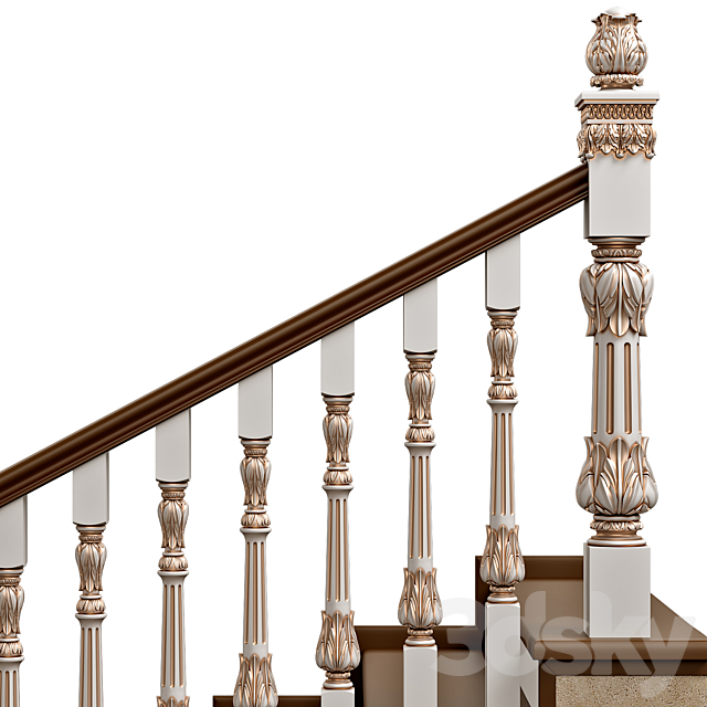 Wooden stairs 008 3DS Max Model - thumbnail 3