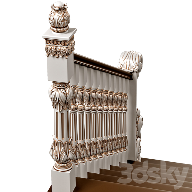 Wooden stairs 008 3DS Max Model - thumbnail 4