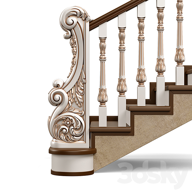 Wooden stairs 008 3DS Max Model - thumbnail 5