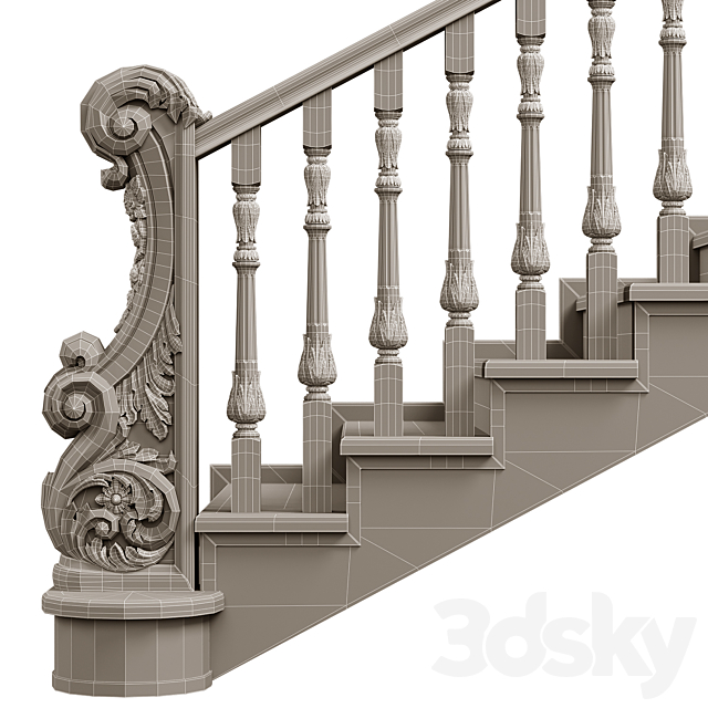 Wooden stairs 008 3DS Max Model - thumbnail 7