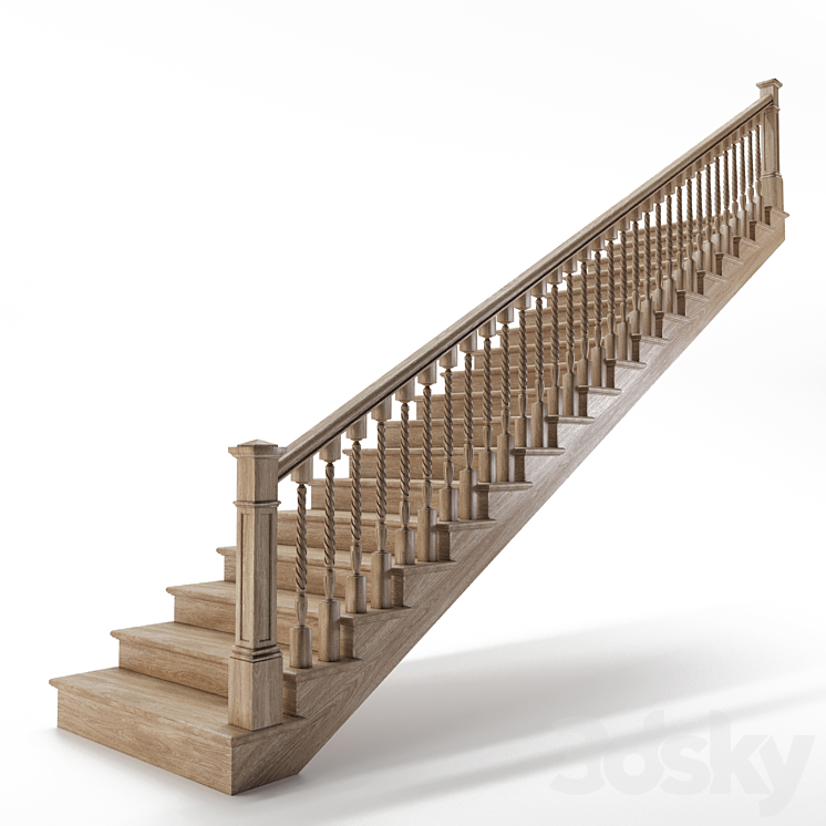 wooden stairs 3DS Max Model - thumbnail 1