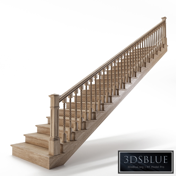 wooden stairs 3DS Max - thumbnail 3