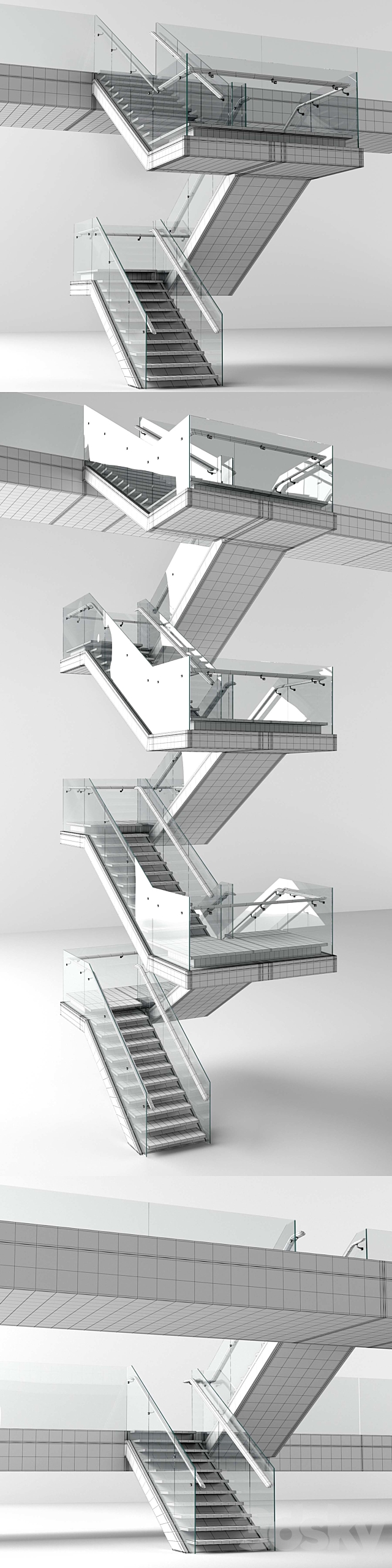 Wooden stairs 3DS Max Model - thumbnail 3