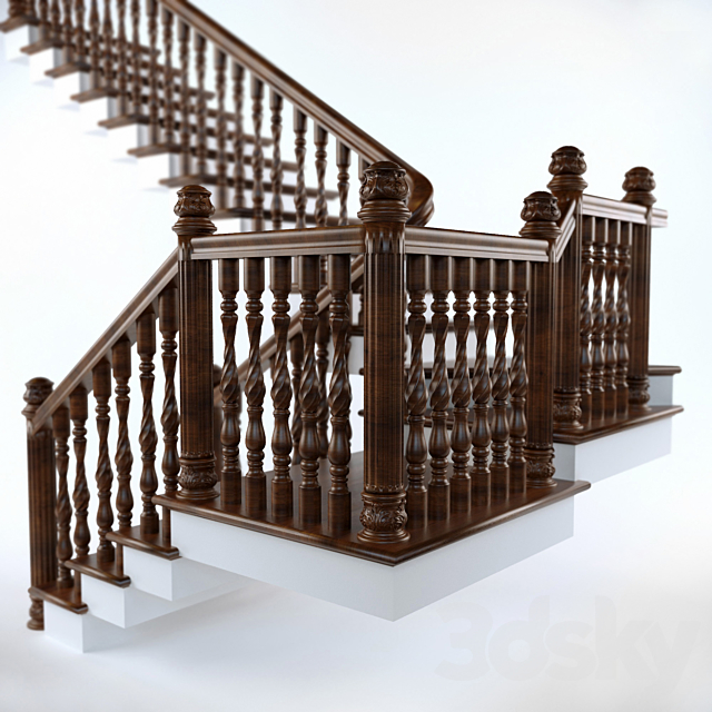 Wooden two-step ladder with a platform 3DSMax File - thumbnail 2