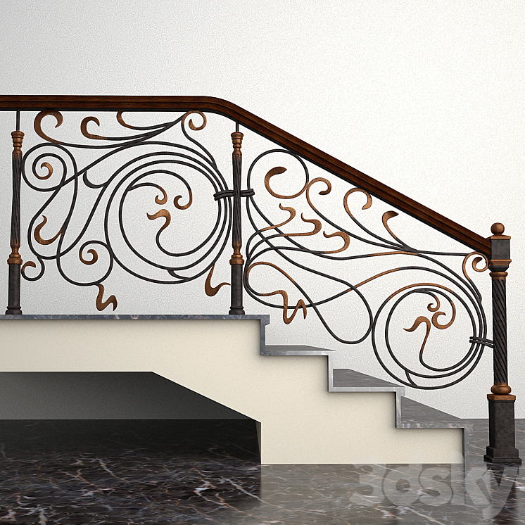 Wrought fence stairs 3DS Max - thumbnail 1