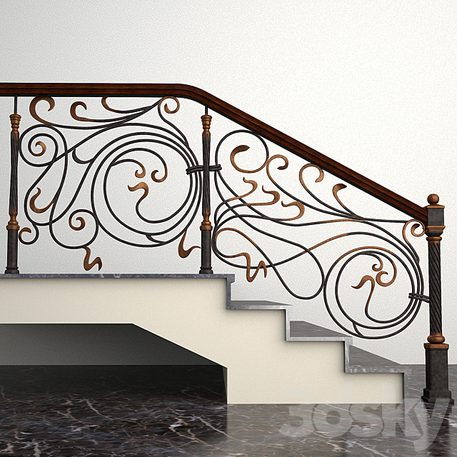 Wrought fence stairs 3DSMax File - thumbnail 1