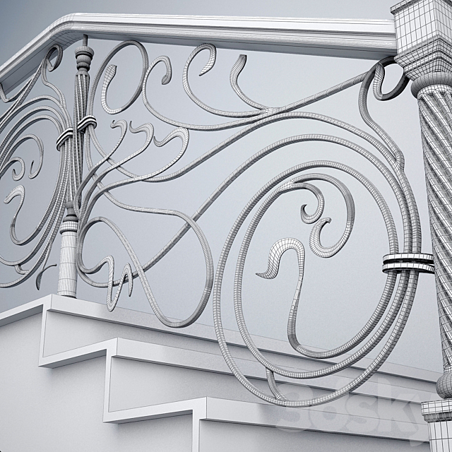 Wrought fence stairs 3DSMax File - thumbnail 3