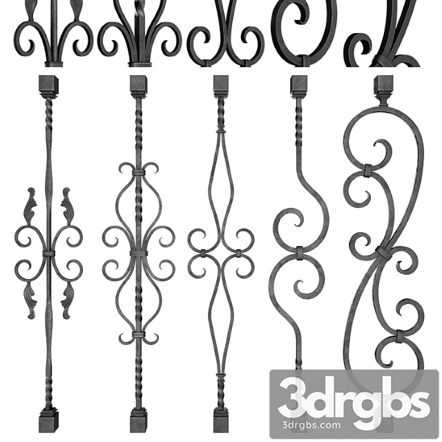 Wrought Iron Bundle No 2 Railing 3dsmax Download - thumbnail 1