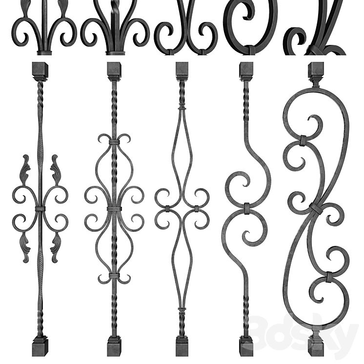 Wrought Iron Bundle No2 Railing 3DS Max - thumbnail 1