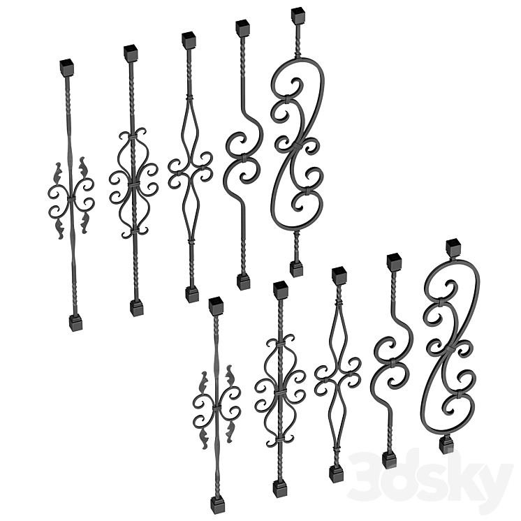 Wrought Iron Bundle No2 Railing 3DS Max - thumbnail 2