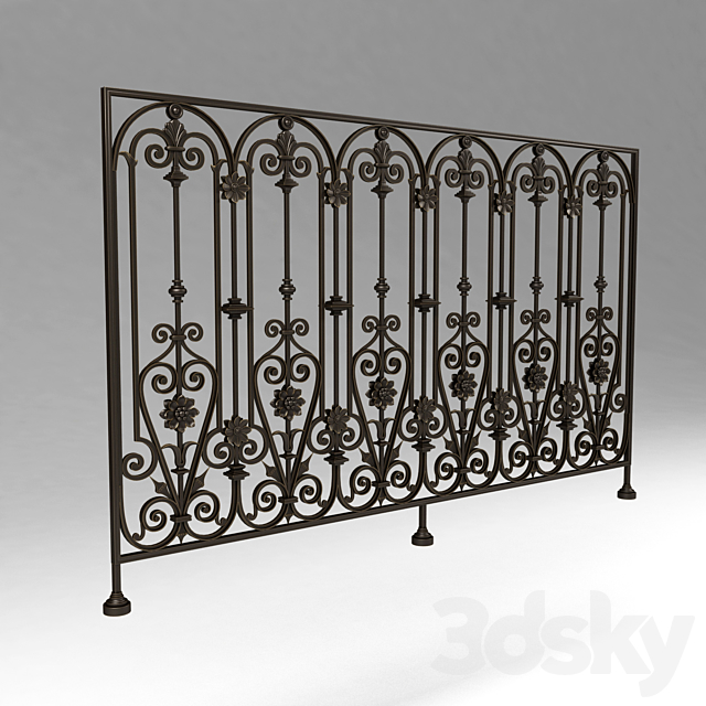 Wrought iron railing 353 3DS Max Model - thumbnail 2