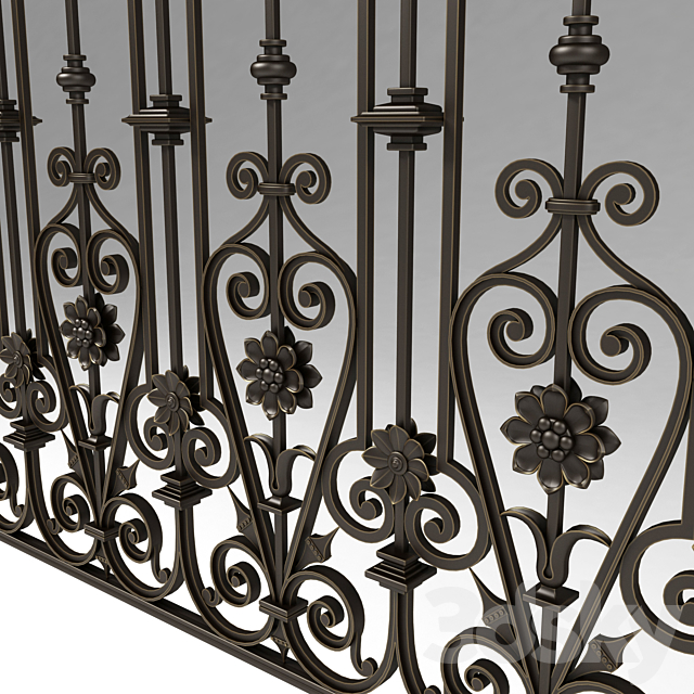 Wrought iron railing 353 3DS Max Model - thumbnail 3