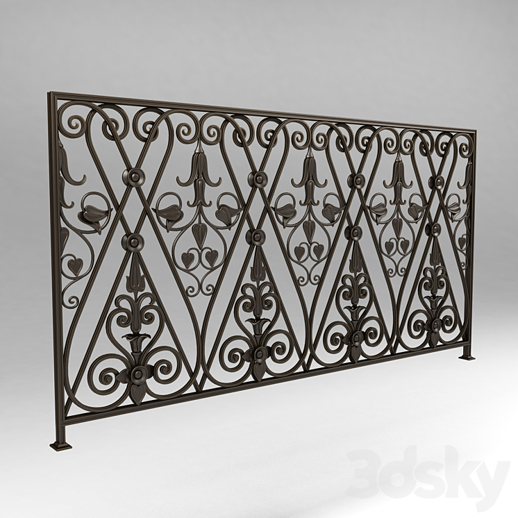 Wrought iron railing 3839 3DS Max - thumbnail 1