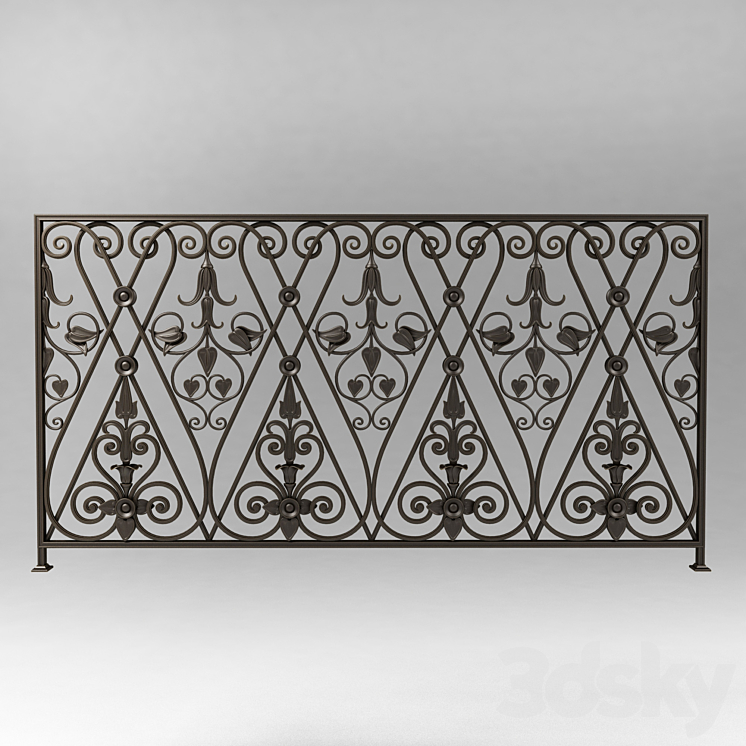 Wrought iron railing 3839 3DS Max - thumbnail 2