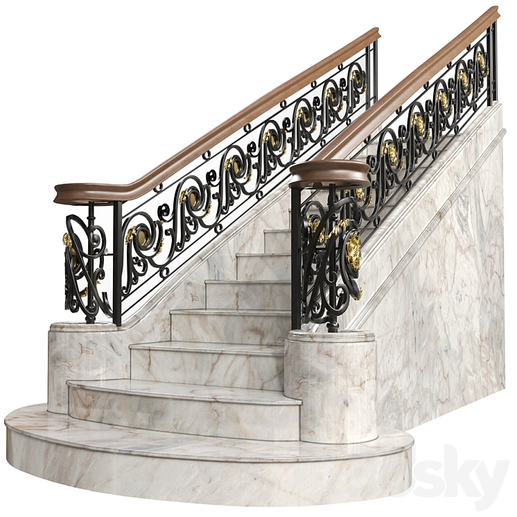 Wrought iron railing Art. 72 3DS Max Model - thumbnail 1