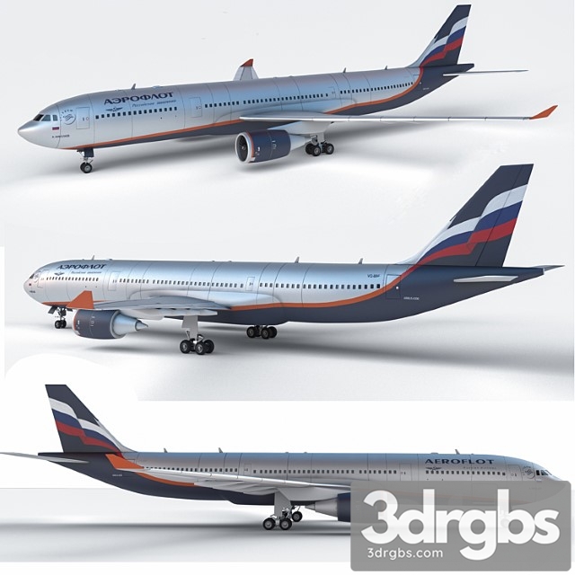 Airbus a330 aeroflot 3dsmax Download - thumbnail 1