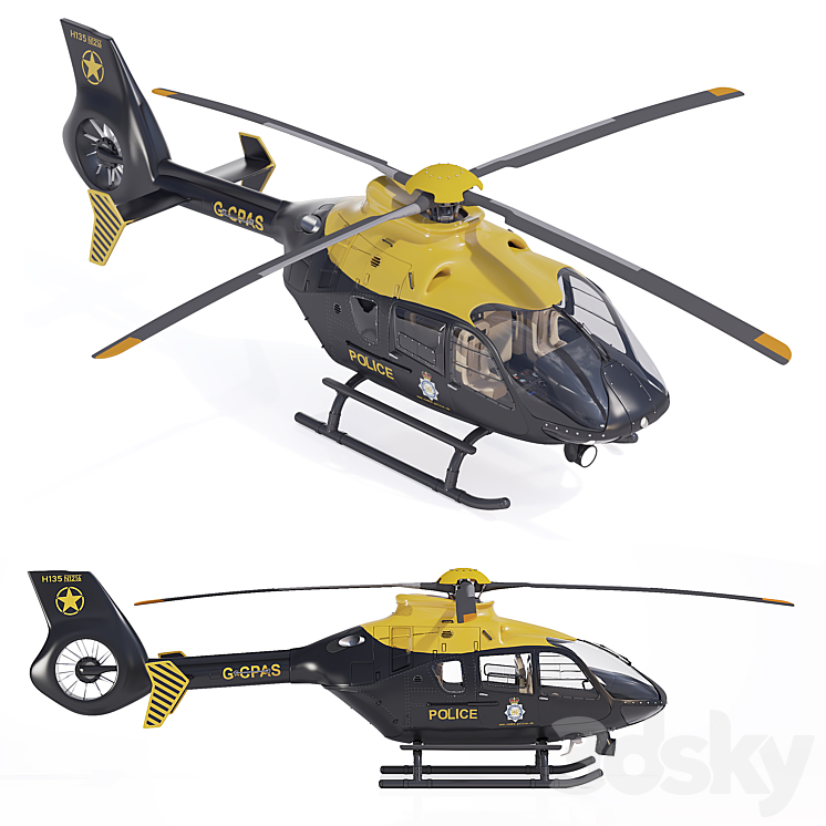 Airbus Helicopter H135 3DS Max Model - thumbnail 1