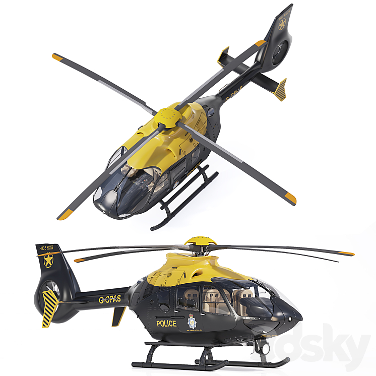 Airbus Helicopter H135 3DS Max Model - thumbnail 2