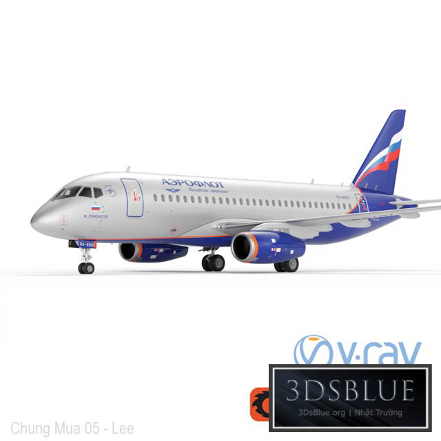 Aircraft SSJ-100 Aeroflot 3DS Max - thumbnail 3