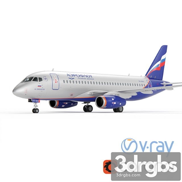 Aircraft ssj-100 aeroflot 3dsmax Download - thumbnail 1