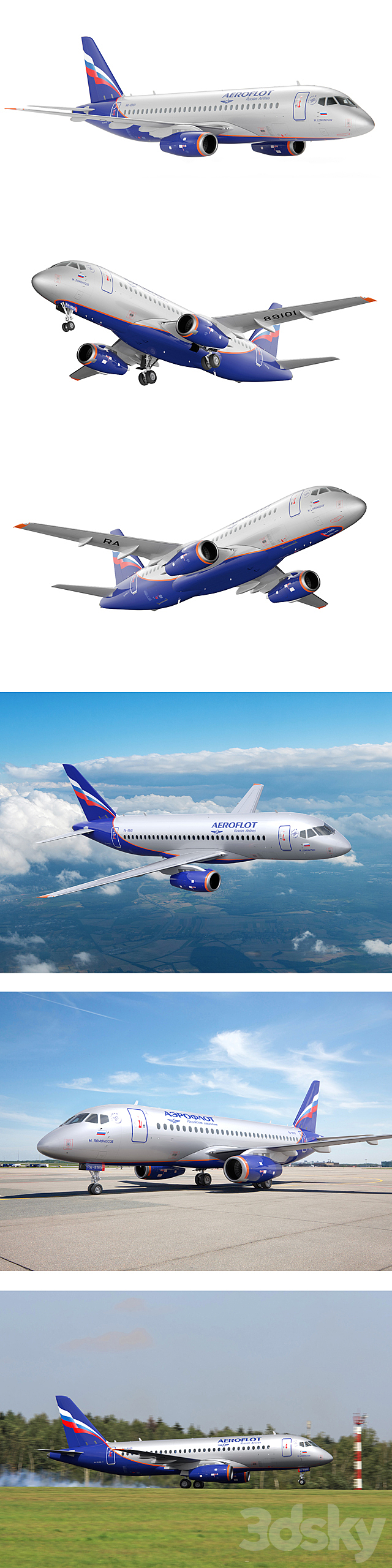 Aircraft SSJ-100 Aeroflot 3DSMax File - thumbnail 2